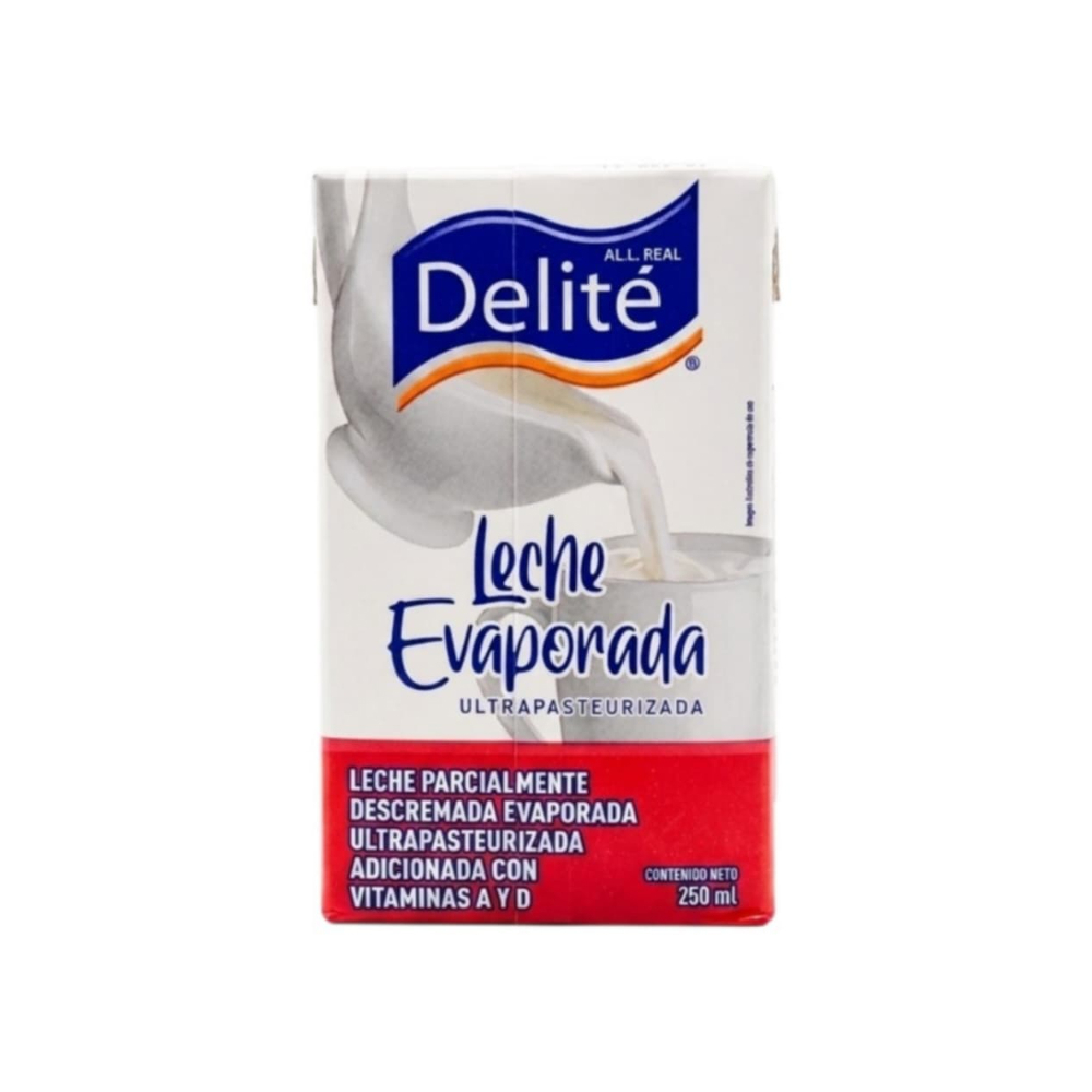 Leche evaporada ultrapasteurizada Delité (250 ml)0