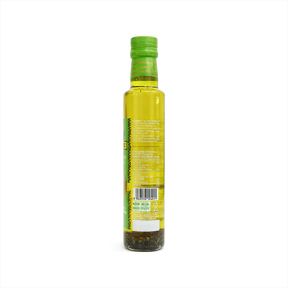 Aceite de oliva extra virgen aromatizado con albahaca Dante (250 ml)1
