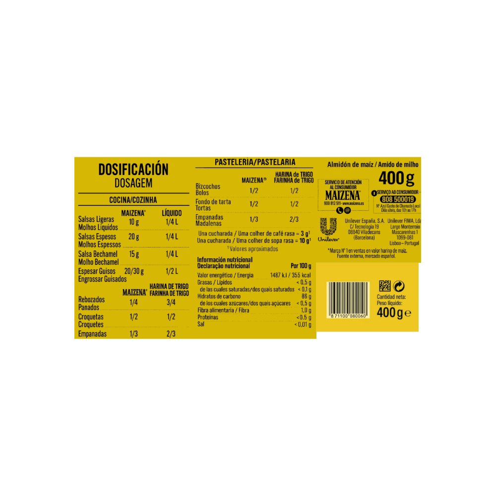 Harina fina de maíz Maizena (400 g / 14. 10 oz)2
