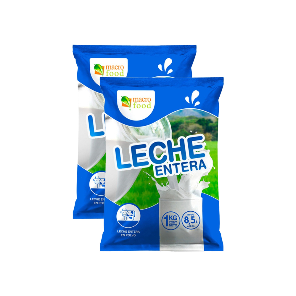 Leche entera en polvo Macro Food (2 x 1 kg / 2. 2 lb)0