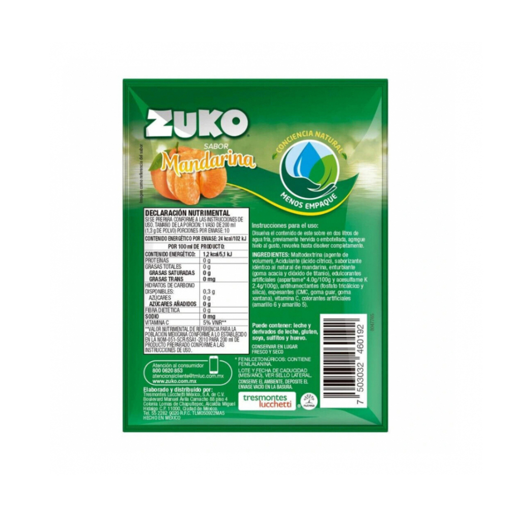 Combo refrescos zuko mandarina (5 x 13 g) + zuko fresa (5 x 13 g) + zuko limón (5 x 13 g)2