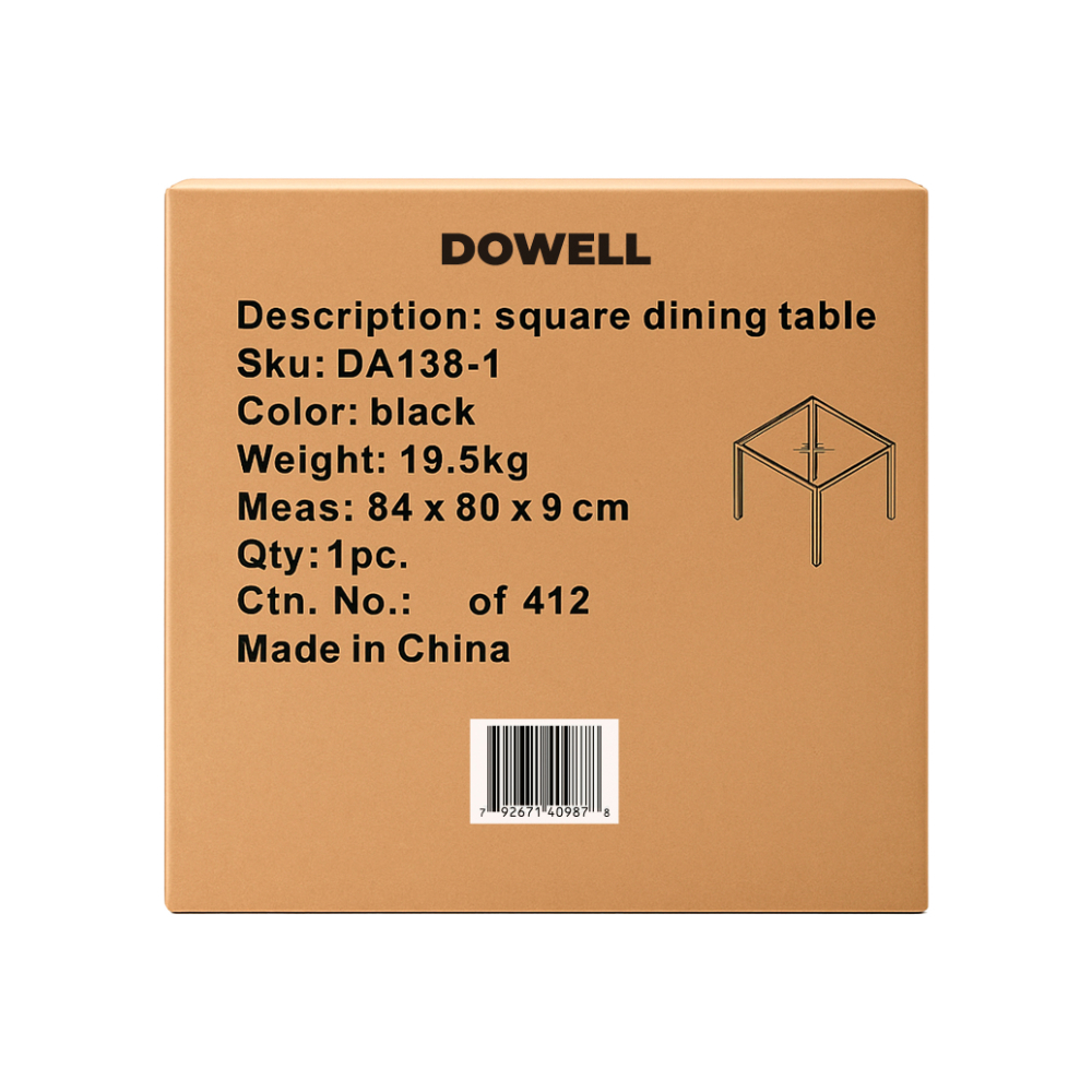 Mesa de comedor cuadrada color negro Dowell2