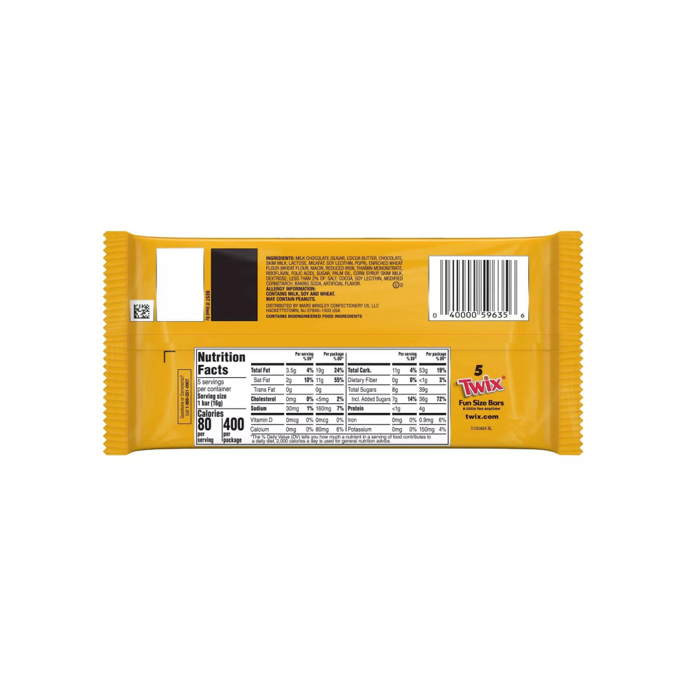 Barras de galleta de caramelo y chocolate con leche Twix (75 g / 2. 65 oz)1