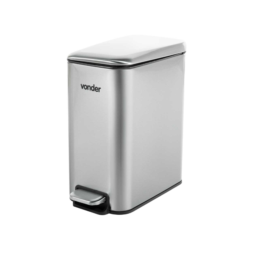 Cesto de basura - Basurero rectangular de acero inoxidable gris Vonder (5 l)