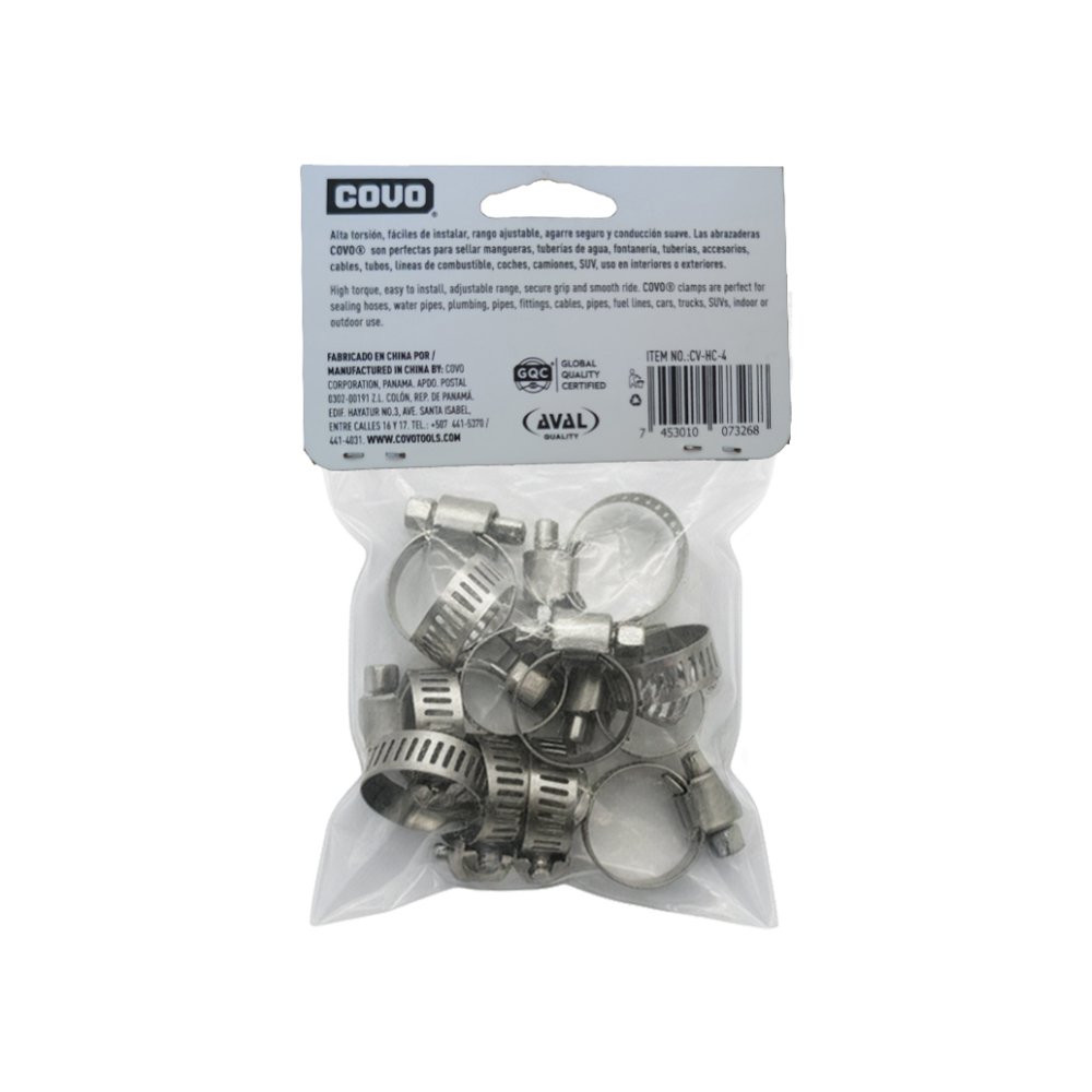 Abrazaderas de acero inoxidable 10 mm - 16 mm Covo (10 u)2