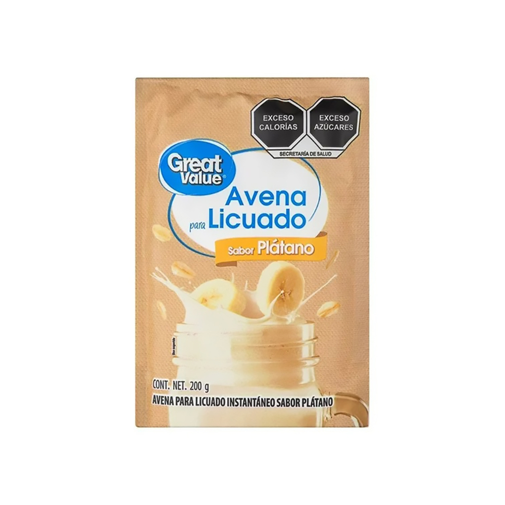 Avena para licuado instantáneo sabor plátano Great Value (200 g / 7. 05 oz)