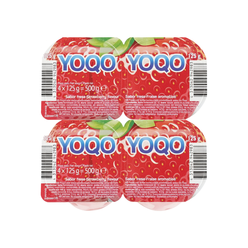 Yogurt sabor fresa Yoqo (4 x 125 g / 4. 41 oz)1