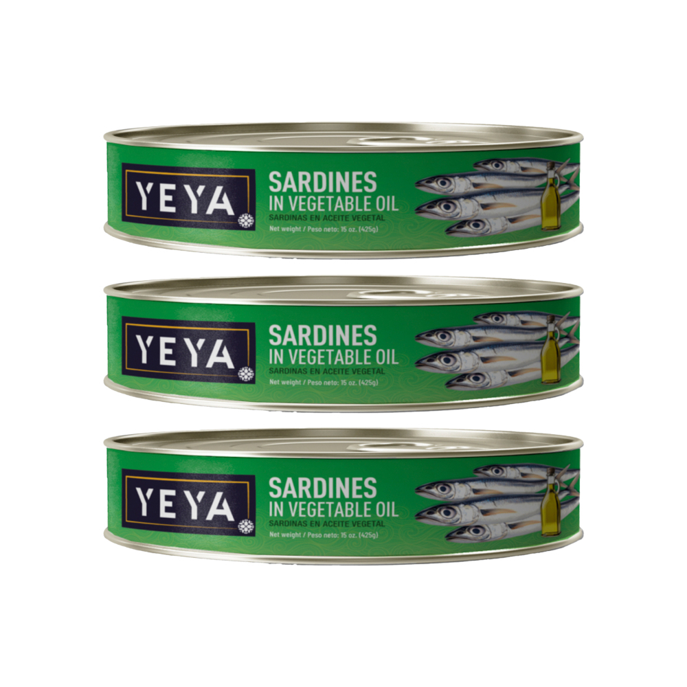 Sardinas en aceite vegetal Yeya (3 x 425 g / 15 oz)