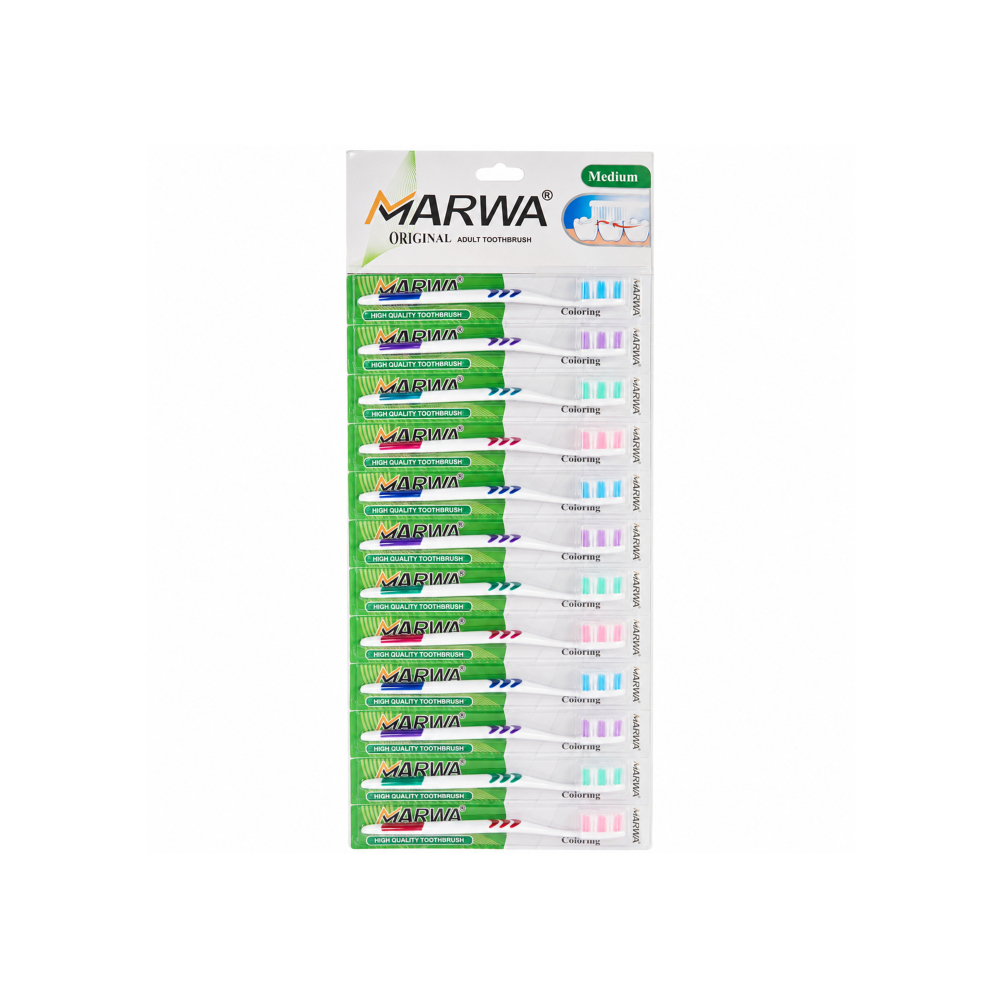 Cepillos de dientes adulto con cerdas medias Marwa (12 u)