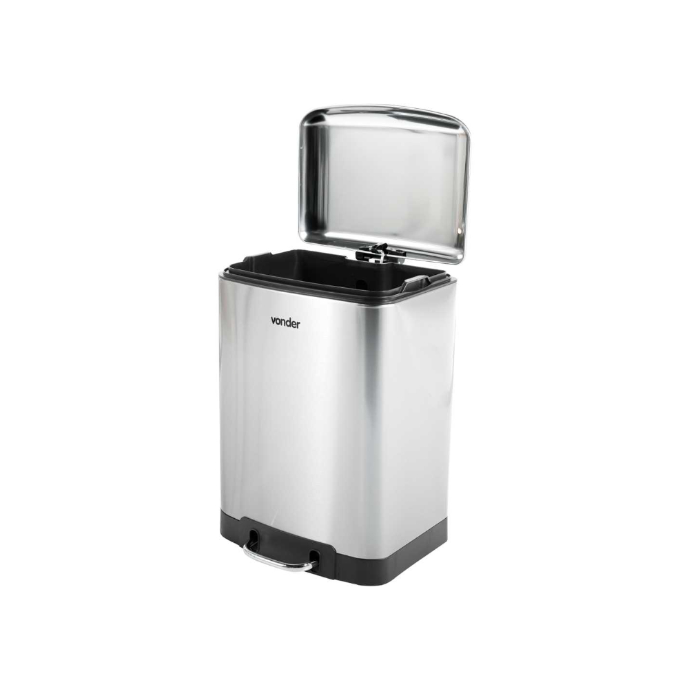 Cesto de basura - basurero rectangular de acero inoxidable color gris Vonder (12 l)1