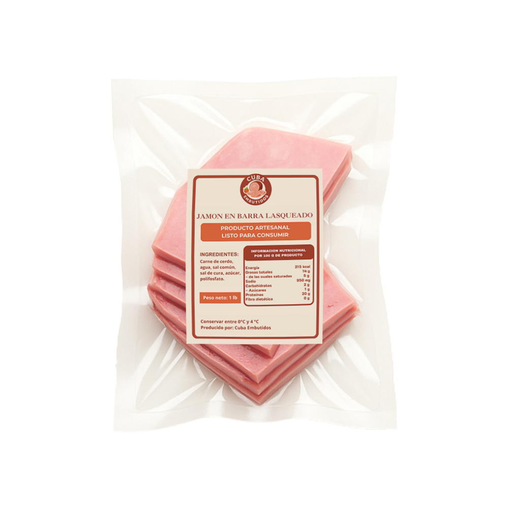 Jamón en barra lasqueado Cuba Embutidos (454 g / 1 lb)1