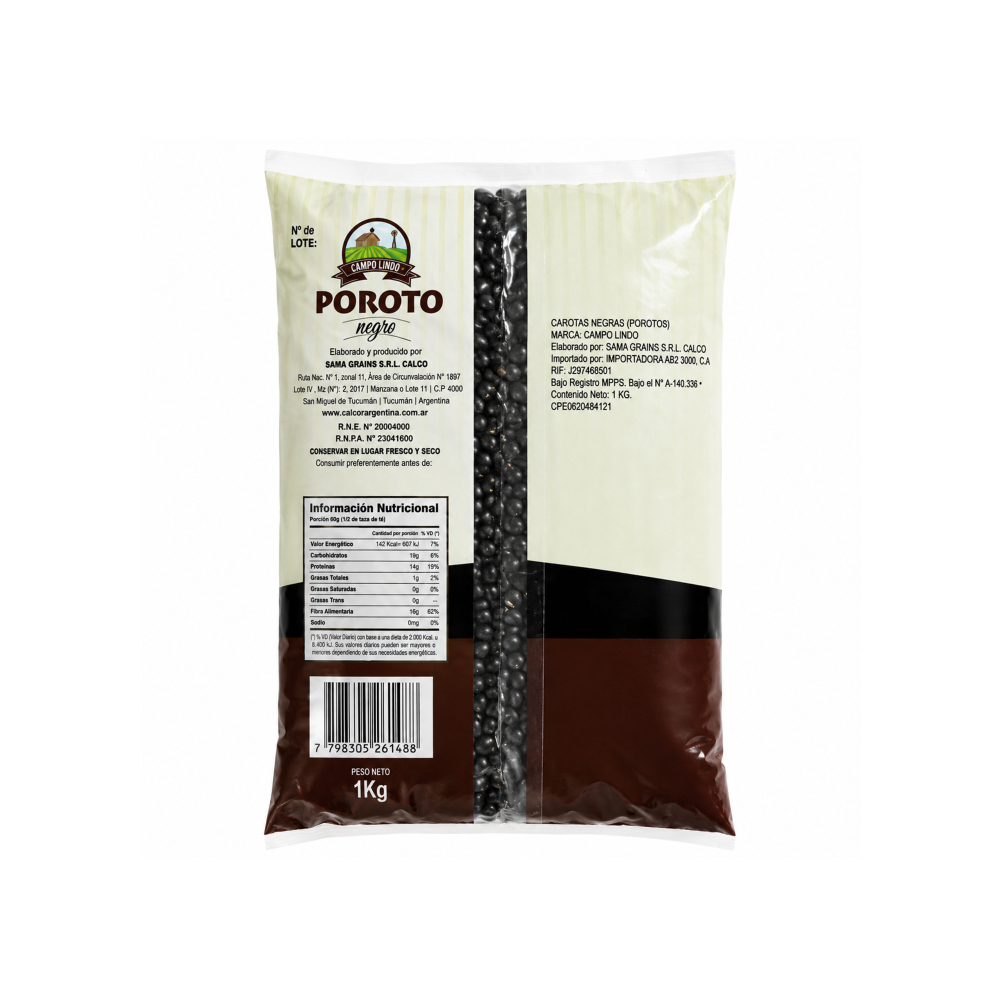 Frijoles negros Campo Lindo (1 kg / 2. 2 lb)1
