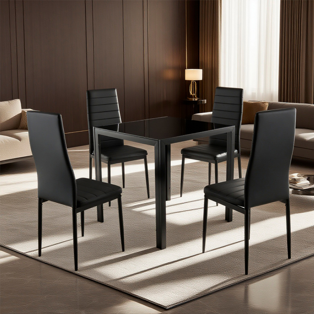 Mesa de comedor cuadrada color negro Dowell1