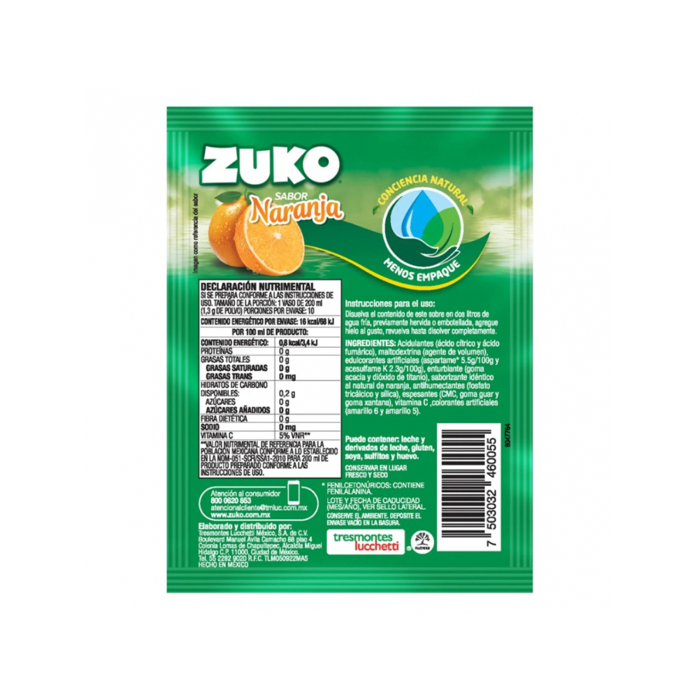 Combo refrescos zuko naranja (5 x 13 g) + zuko fresa (5 x 13 g) + zuko limón (5 x 13 g)1