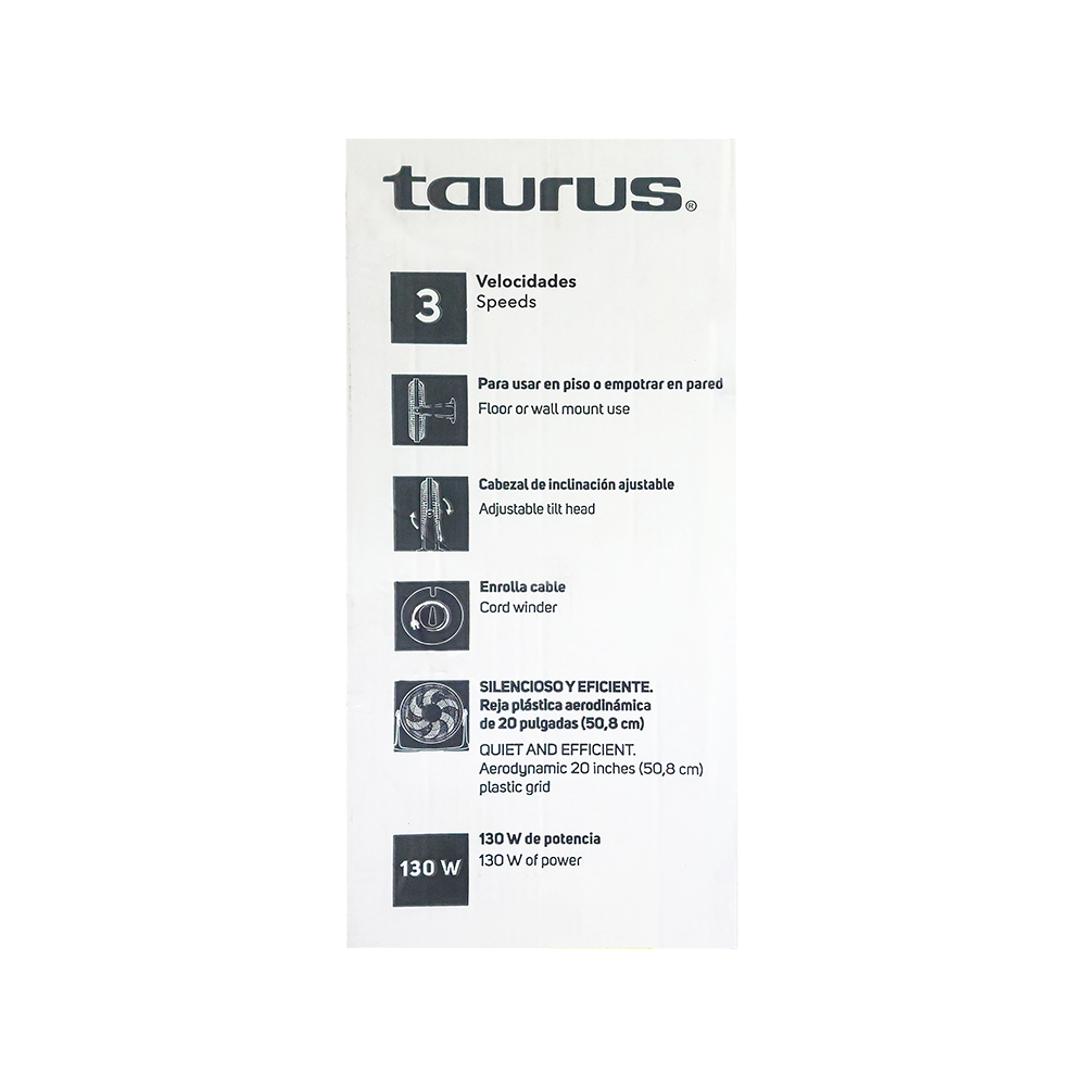 Ventilador circulador de piso de 20 pulgadas color negro Taurus Rush5