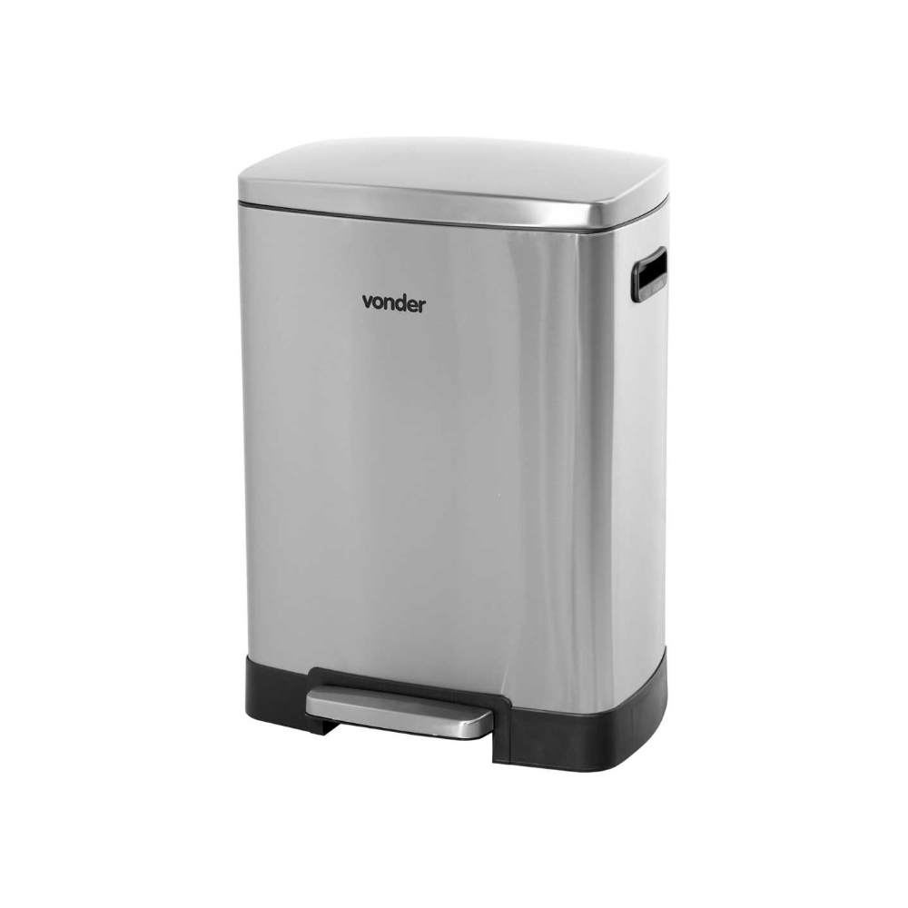 Cesto de basura - Basurero rectangular de acero inoxidable gris 50 l Vonder0