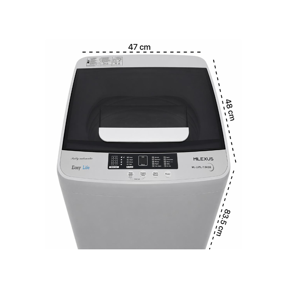 Lavadora automática de 7. 5 kg gris Milexus ml-lvtl-7. 5 kg1